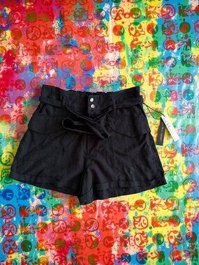 NICOLE MILLER High Waist Linen Blend Shorts Size XL NEW NWT
